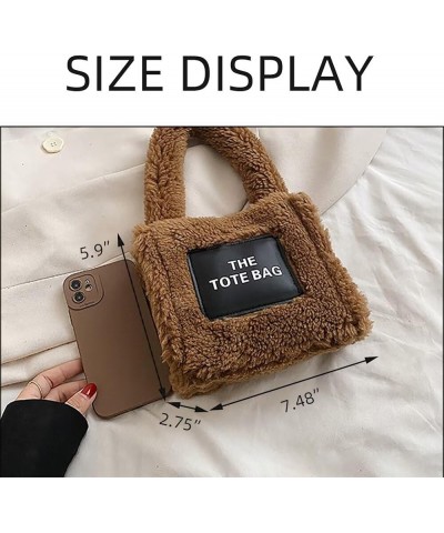 Small Tote Bag for Women Cute Plush Handbag Fluffy Stylish Shoulder Purse Furry Purse Tote Purse Autumn and Winter Khaki $14....