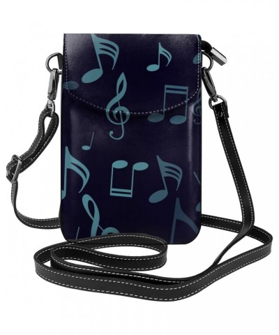 Music Notes Women Leather Crossbody Cell Phone Purse Wallet Smartphone Shoulder Bag $20.39 Crossbody Bags