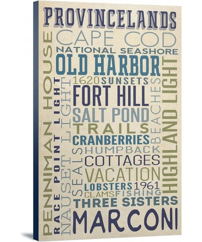 Cape Cod National Seashore, Massachusetts, Typography, (24x36 Wrapped Canvas, Wall Decor, Artwork) 12x18 Stretched Canvas $46...