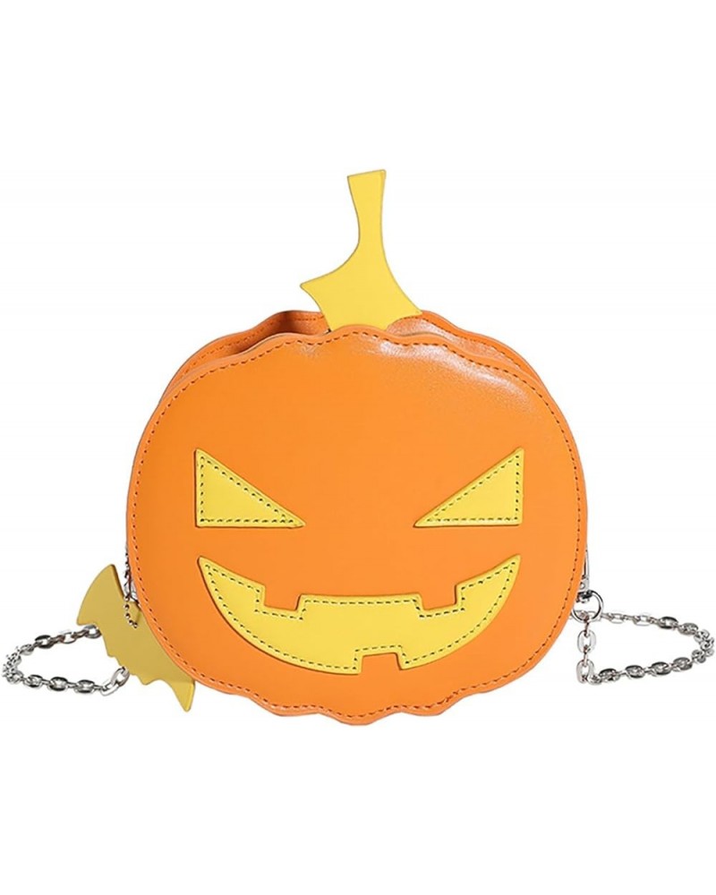 Women's Novelty Mini Chain Bags Halloween Pumpkin Shoulder Bag Cute Spooky Crossbody Bag Gift Idea Orange $12.47 Shoulder Bags