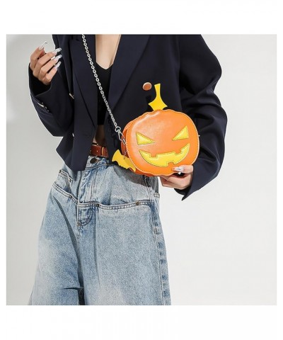 Women's Novelty Mini Chain Bags Halloween Pumpkin Shoulder Bag Cute Spooky Crossbody Bag Gift Idea Orange $12.47 Shoulder Bags