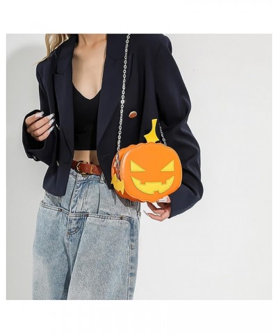 Women's Novelty Mini Chain Bags Halloween Pumpkin Shoulder Bag Cute Spooky Crossbody Bag Gift Idea Orange $12.47 Shoulder Bags