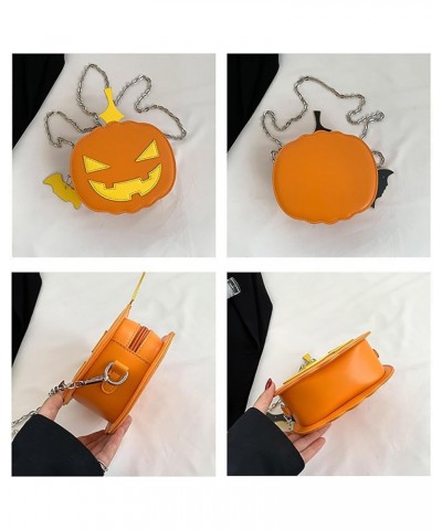 Women's Novelty Mini Chain Bags Halloween Pumpkin Shoulder Bag Cute Spooky Crossbody Bag Gift Idea Orange $12.47 Shoulder Bags