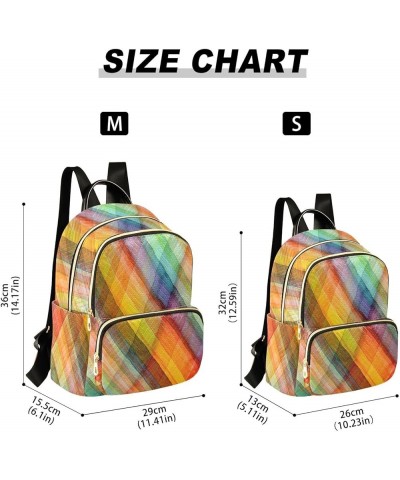 Rainbow Plaid Backpack Purse for Women Fashion Travel Bag Ladies Shoulder Bags for Lady Women Holiday Gifts,M Small $16.10 Ba...