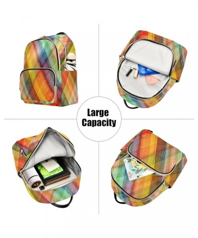 Rainbow Plaid Backpack Purse for Women Fashion Travel Bag Ladies Shoulder Bags for Lady Women Holiday Gifts,M Small $16.10 Ba...