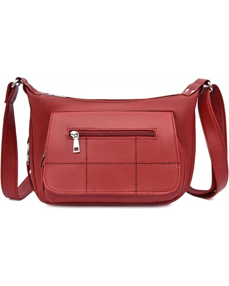 Women Crossbody Bags PU Leather Shoulder Purses Multipockets Travel Purses Ladies Handbags Red $25.42 Totes