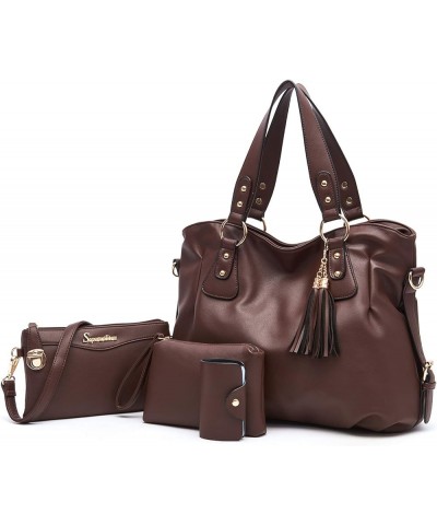 Handbags for Women Large Bucket Shoulder Bag Faux Leather Hobo bag Ladies Crossbody Bag 3pcs Purse Set Q-coffee $28.82 Totes