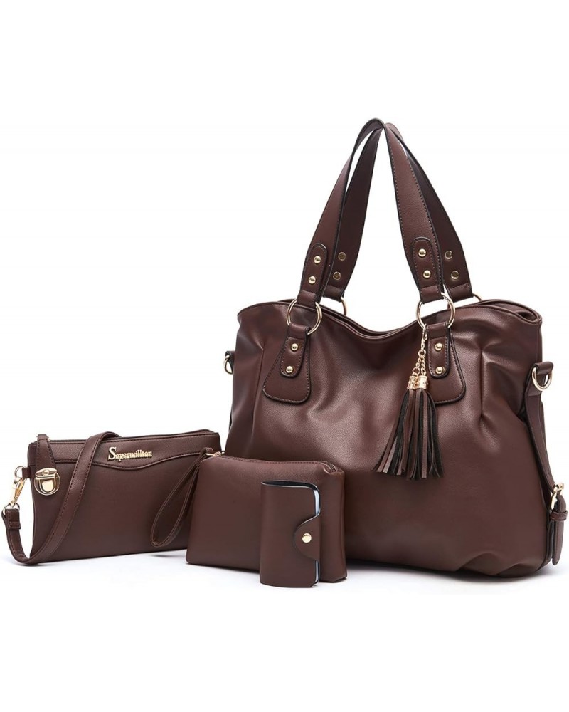 Handbags for Women Large Bucket Shoulder Bag Faux Leather Hobo bag Ladies Crossbody Bag 3pcs Purse Set Q-coffee $28.82 Totes