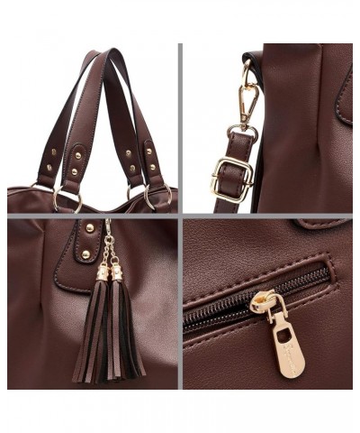 Handbags for Women Large Bucket Shoulder Bag Faux Leather Hobo bag Ladies Crossbody Bag 3pcs Purse Set Q-coffee $28.82 Totes