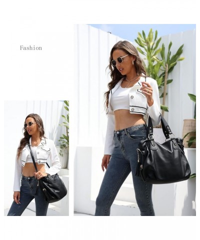 Handbags for Women Large Bucket Shoulder Bag Faux Leather Hobo bag Ladies Crossbody Bag 3pcs Purse Set Q-coffee $28.82 Totes