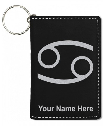 ID Holder Wallet, Zodiac Sign Cancer, Personalized Engraving Included (Light Brown) Black with Silver $14.83 Wallets