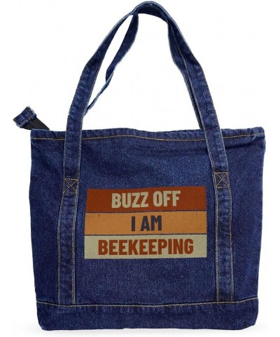 I Like Bees Denim Tote Bag - Gifts for Bee Lovers - Cute Bag Dark Washed $29.99 Totes