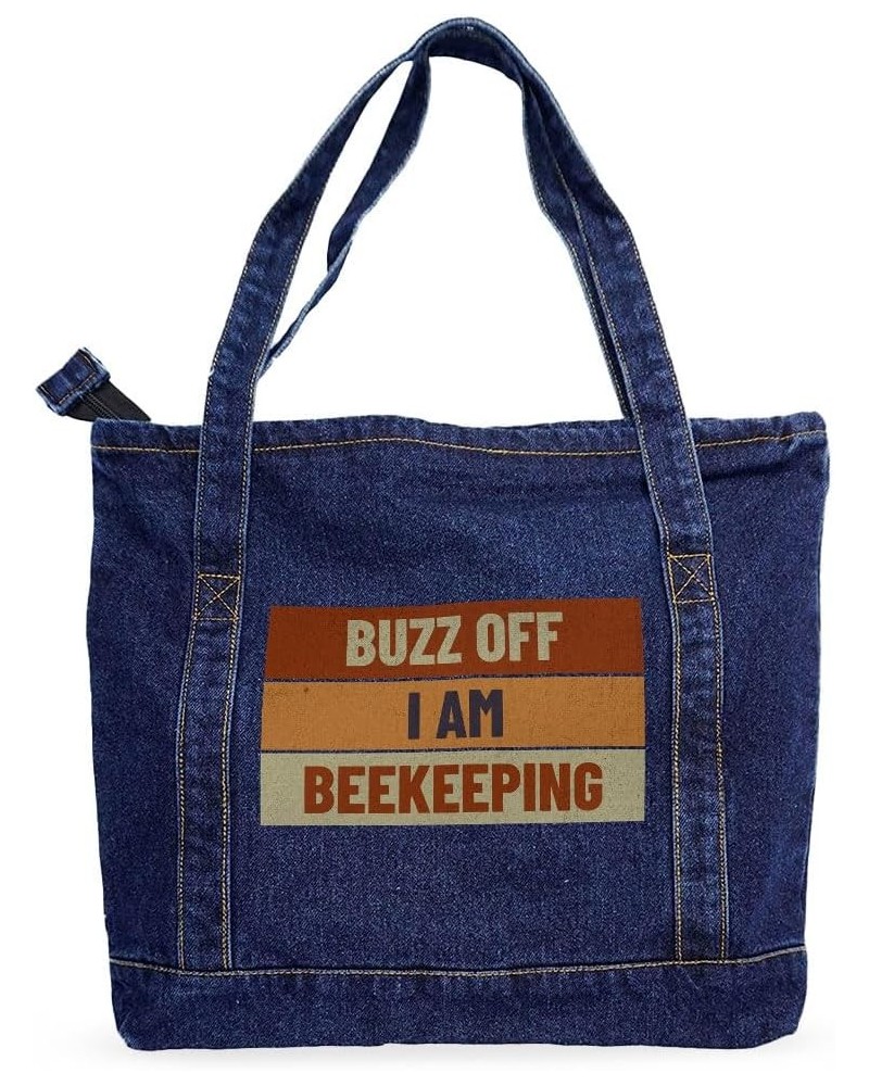 I Like Bees Denim Tote Bag - Gifts for Bee Lovers - Cute Bag Dark Washed $29.99 Totes