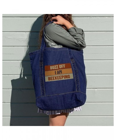 I Like Bees Denim Tote Bag - Gifts for Bee Lovers - Cute Bag Dark Washed $29.99 Totes