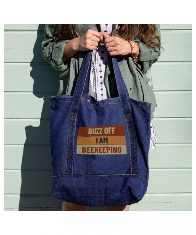 I Like Bees Denim Tote Bag - Gifts for Bee Lovers - Cute Bag Dark Washed $29.99 Totes