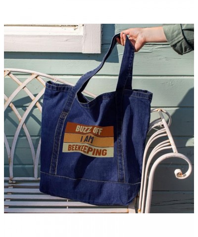 I Like Bees Denim Tote Bag - Gifts for Bee Lovers - Cute Bag Dark Washed $29.99 Totes