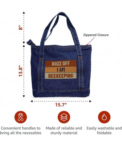 I Like Bees Denim Tote Bag - Gifts for Bee Lovers - Cute Bag Dark Washed $29.99 Totes