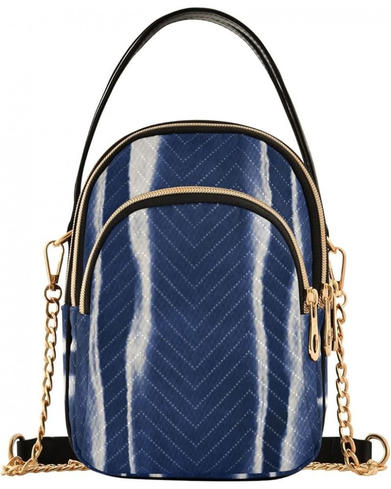 Women's Crossbody Bag, Blue Stripe Three Zipper Design Handbag Shoulder Bag Wallet Color163 $13.51 Crossbody Bags