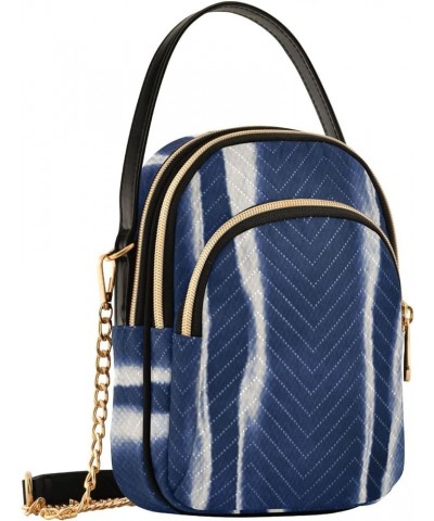 Women's Crossbody Bag, Blue Stripe Three Zipper Design Handbag Shoulder Bag Wallet Color163 $13.51 Crossbody Bags