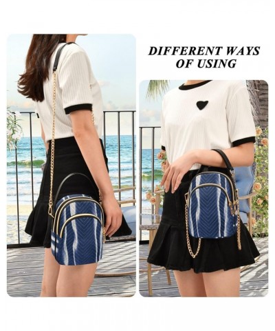 Women's Crossbody Bag, Blue Stripe Three Zipper Design Handbag Shoulder Bag Wallet Color163 $13.51 Crossbody Bags