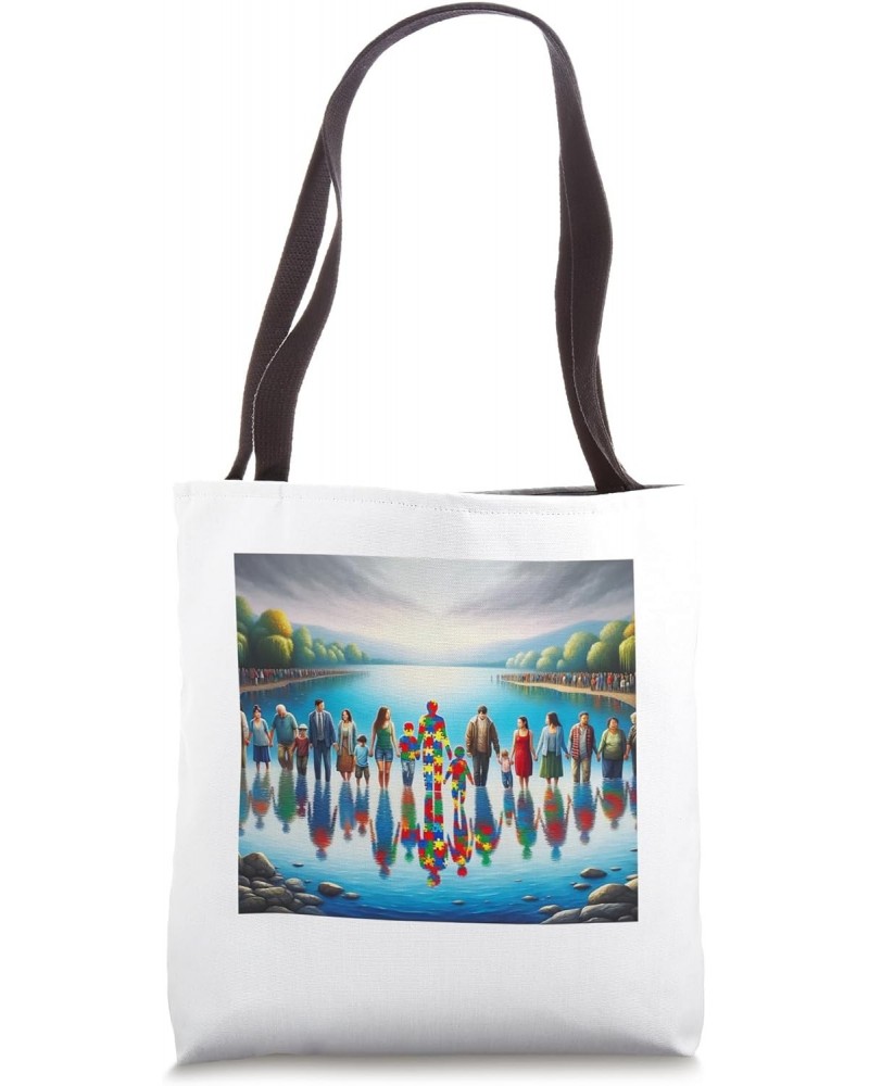 Autism Awareness Reflections Support Acceptance World Puzzle Tote Bag $13.42 Totes