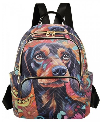 Women's Medium Fashion Backpack Flowery Dog Print Ladies Travel Daypack Aesthetic Shoulder Bag 10.2×5.1×12.5 IN $19.07 Backpacks