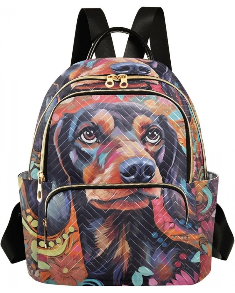 Women's Medium Fashion Backpack Flowery Dog Print Ladies Travel Daypack Aesthetic Shoulder Bag 10.2×5.1×12.5 IN $19.07 Backpacks