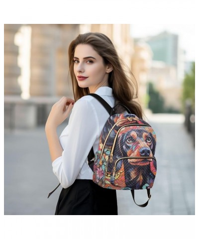 Women's Medium Fashion Backpack Flowery Dog Print Ladies Travel Daypack Aesthetic Shoulder Bag 10.2×5.1×12.5 IN $19.07 Backpacks