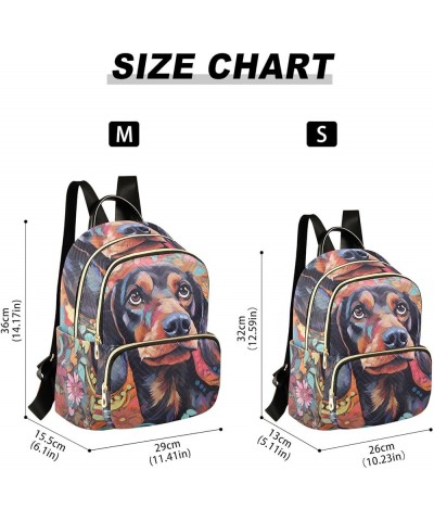 Women's Medium Fashion Backpack Flowery Dog Print Ladies Travel Daypack Aesthetic Shoulder Bag 10.2×5.1×12.5 IN $19.07 Backpacks