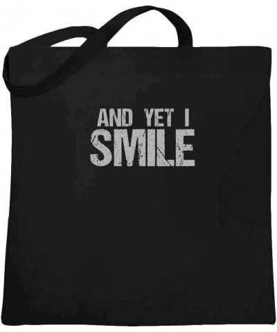 And Yet I Smile Quote Inspirational Motivational Faith Black 15x15 inches Large Canvas Tote Bag Women $10.77 Totes