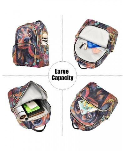 Women's Medium Fashion Backpack Flowery Dog Print Ladies Travel Daypack Aesthetic Shoulder Bag 10.2×5.1×12.5 IN $19.07 Backpacks