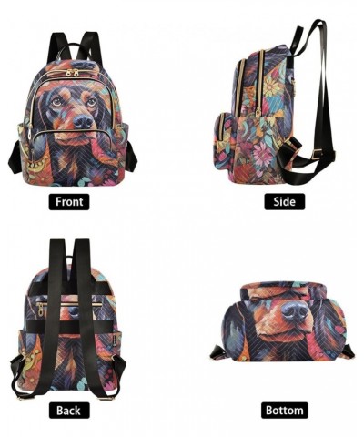 Women's Medium Fashion Backpack Flowery Dog Print Ladies Travel Daypack Aesthetic Shoulder Bag 10.2×5.1×12.5 IN $19.07 Backpacks