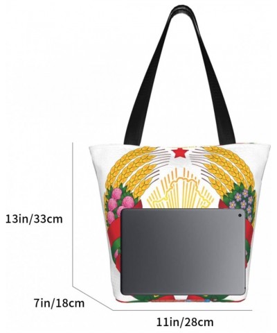 Coat of Arms Belarus Women'S Casual One Shoulder Carry Shopping Bag Large Capacity Working Storage Handbag $17.58 Shoulder Bags