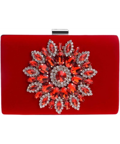 Velvet Evening Clutch Purse Bags, Elegant Party Wedding Bags Cocktail Handbag Red $21.78 Evening Bags