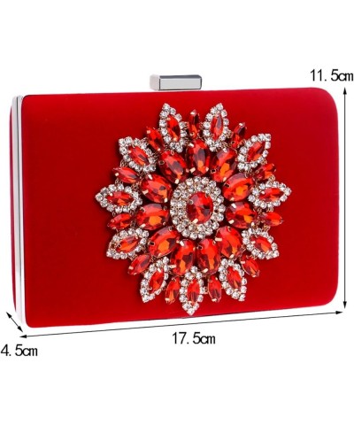 Velvet Evening Clutch Purse Bags, Elegant Party Wedding Bags Cocktail Handbag Red $21.78 Evening Bags