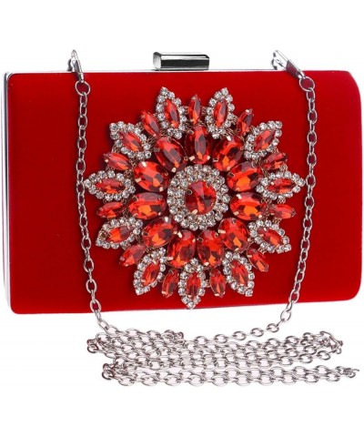 Velvet Evening Clutch Purse Bags, Elegant Party Wedding Bags Cocktail Handbag Red $21.78 Evening Bags