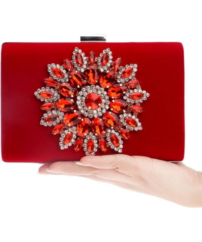 Velvet Evening Clutch Purse Bags, Elegant Party Wedding Bags Cocktail Handbag Red $21.78 Evening Bags