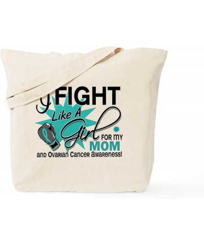 Uterine Cancer Keep Calm And Fight On Tote Bag Natural Canvas Tote Bag, Cloth Shopping Bag Fight Like a Girl for My Ovarian C...