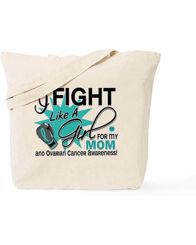 Uterine Cancer Keep Calm And Fight On Tote Bag Natural Canvas Tote Bag, Cloth Shopping Bag Fight Like a Girl for My Ovarian C...