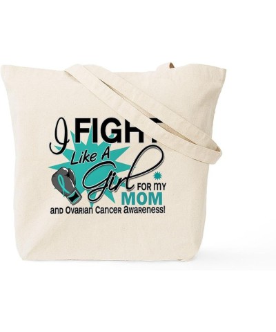 Uterine Cancer Keep Calm And Fight On Tote Bag Natural Canvas Tote Bag, Cloth Shopping Bag Fight Like a Girl for My Ovarian C...