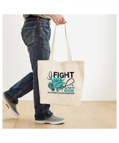 Uterine Cancer Keep Calm And Fight On Tote Bag Natural Canvas Tote Bag, Cloth Shopping Bag Fight Like a Girl for My Ovarian C...