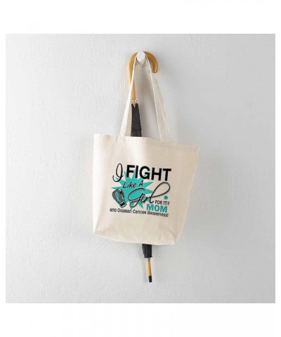 Uterine Cancer Keep Calm And Fight On Tote Bag Natural Canvas Tote Bag, Cloth Shopping Bag Fight Like a Girl for My Ovarian C...