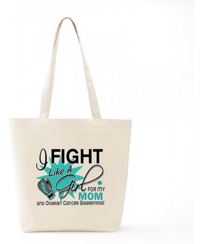 Uterine Cancer Keep Calm And Fight On Tote Bag Natural Canvas Tote Bag, Cloth Shopping Bag Fight Like a Girl for My Ovarian C...