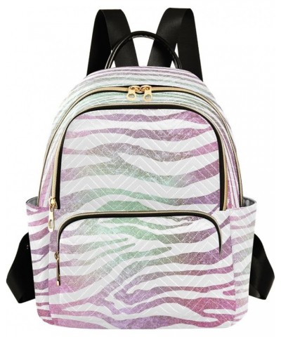 Backpack Purse for Women Zebra Tiger Glitter Colorful, Mini Fashion Backpack Lightweight Casual Daypack Shoulder Bag Travel B...