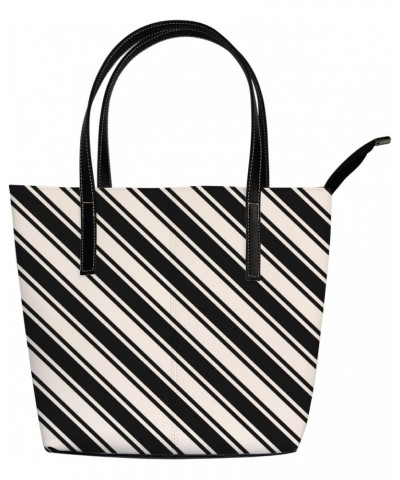 Shoulder Bag Tote Bags for Women Geometric Striped Leather Shopper Work Handbags Large Casual Bag $20.67 Totes