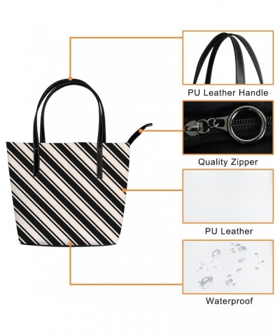 Shoulder Bag Tote Bags for Women Geometric Striped Leather Shopper Work Handbags Large Casual Bag $20.67 Totes