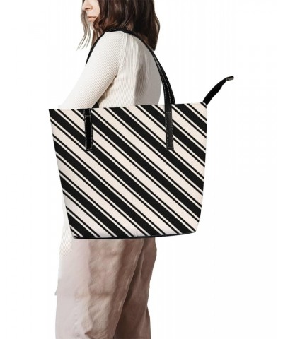 Shoulder Bag Tote Bags for Women Geometric Striped Leather Shopper Work Handbags Large Casual Bag $20.67 Totes