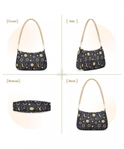 Cartoon Gothic Sun Clutch Shoulder Bag for Women, Hobo Tote Handbag with Gold Chain, Crossbody Bag with Zipper Closure $12.90...