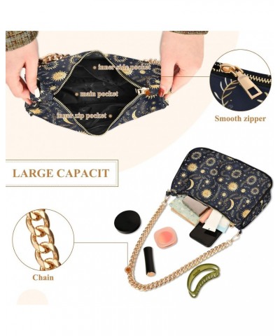 Cartoon Gothic Sun Clutch Shoulder Bag for Women, Hobo Tote Handbag with Gold Chain, Crossbody Bag with Zipper Closure $12.90...