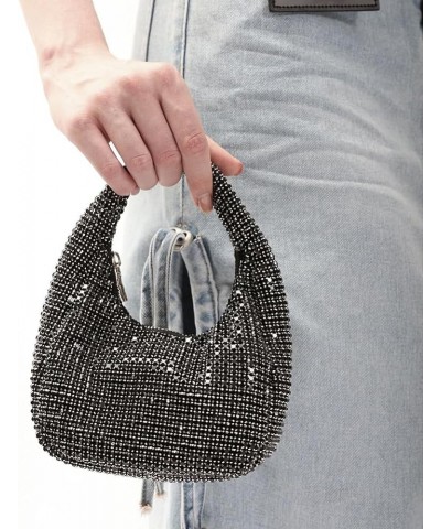 Rhinestone Wedding Party Clutch Zipper Closure Parties Wedding Clubs Bag Women Elegant Wrist Bag Solid Color (Gold) Black $26...